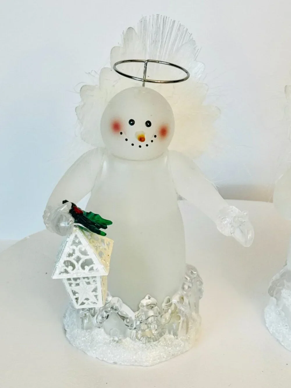 2 JC Penney Home Collection Color Changing Fiber Optic Acrylic Snowman Angel Hol
